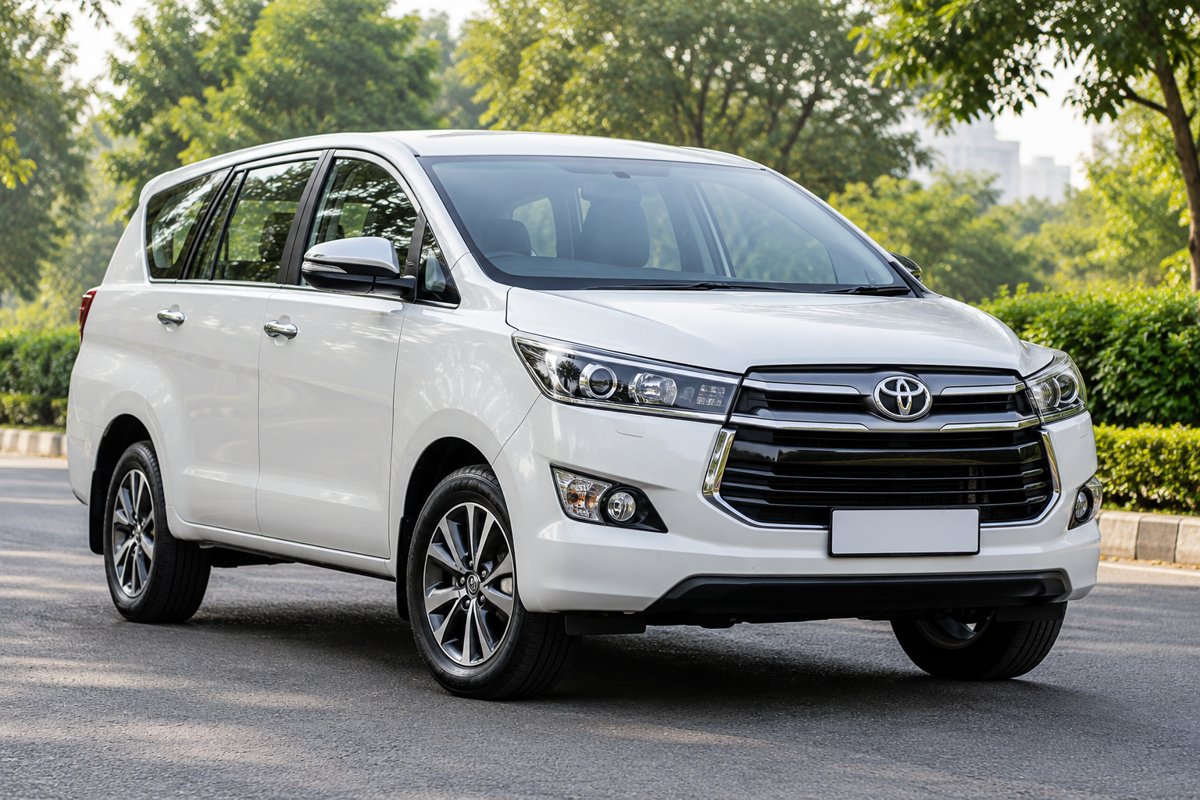 AI-generated representative image of a white Toyota Innova Crysta